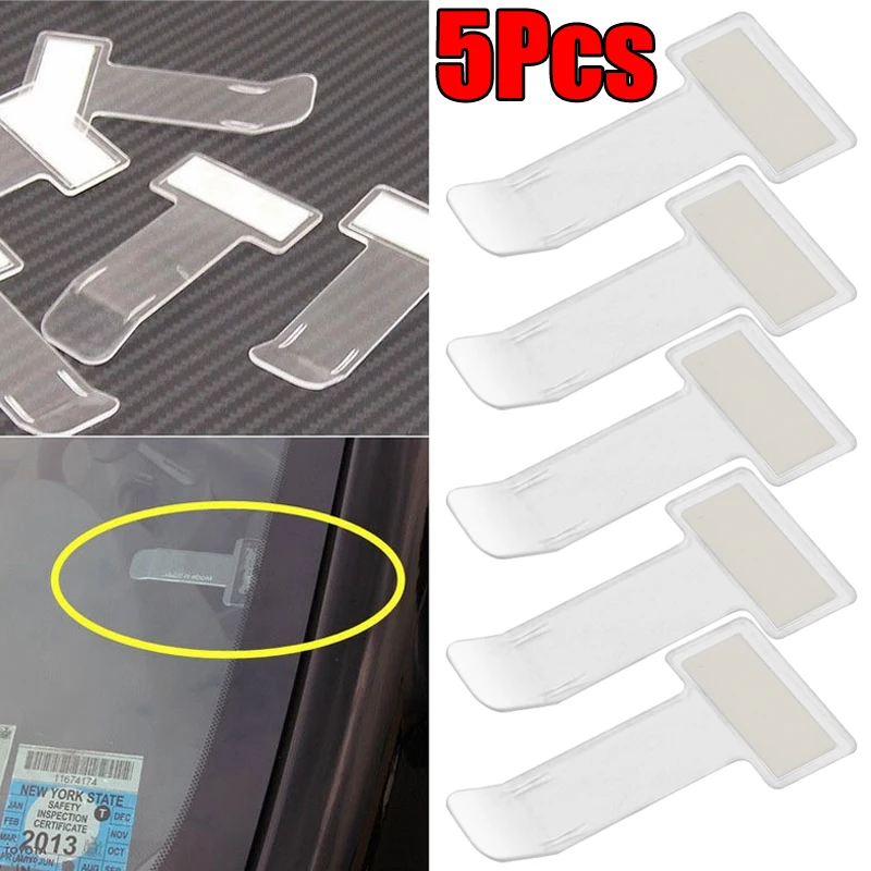 5Pcs Car Windscreen Fastener Sticker Car Parking Ticket Clip Fastener Permit Card Bill Holder Sticker Auto Interior Organizer