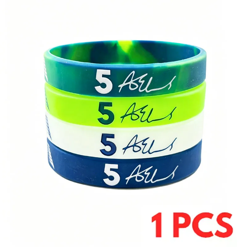 1PCS Outdoor Basketball Sports Bracelet Silicone Wristband For Men's Gift Commemorative Gift Rubber Elastic Bracelet Metal Color