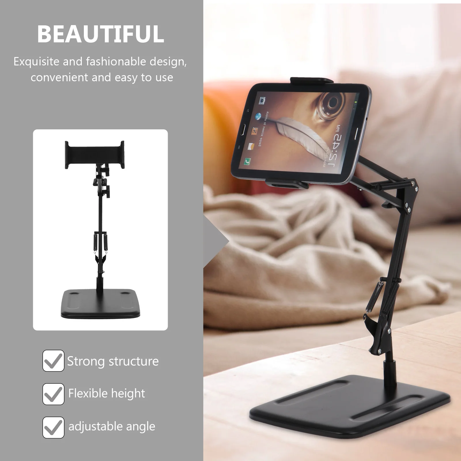 Support de téléphone Portable pliable pour Streaming en direct, support de tablette noir Portable, Angle réglable, support de téléphone polyvalent Stable pour vidéo