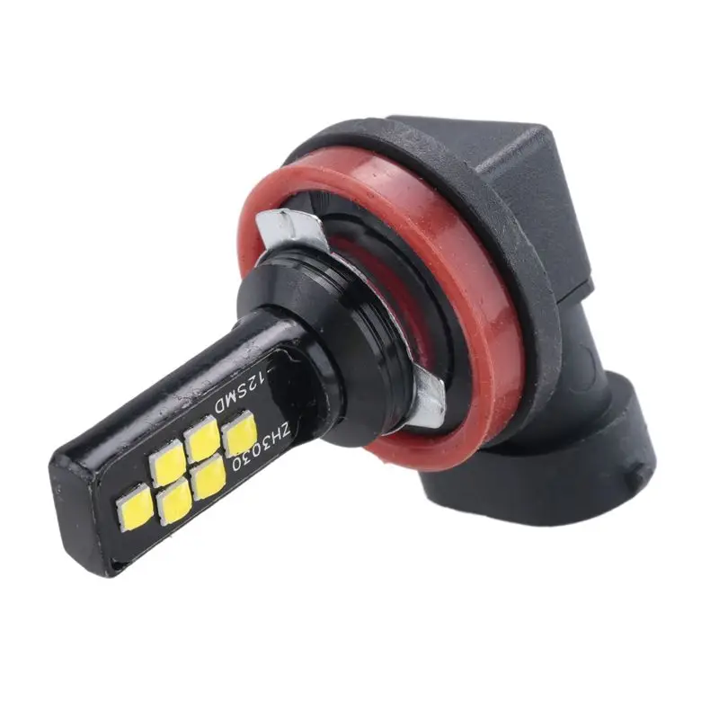 A10E-2Pcs Car Highlight Fog Light H8/H11 3030 12Smd Cold White Decoding Flash Led Anti-Fog Lamp