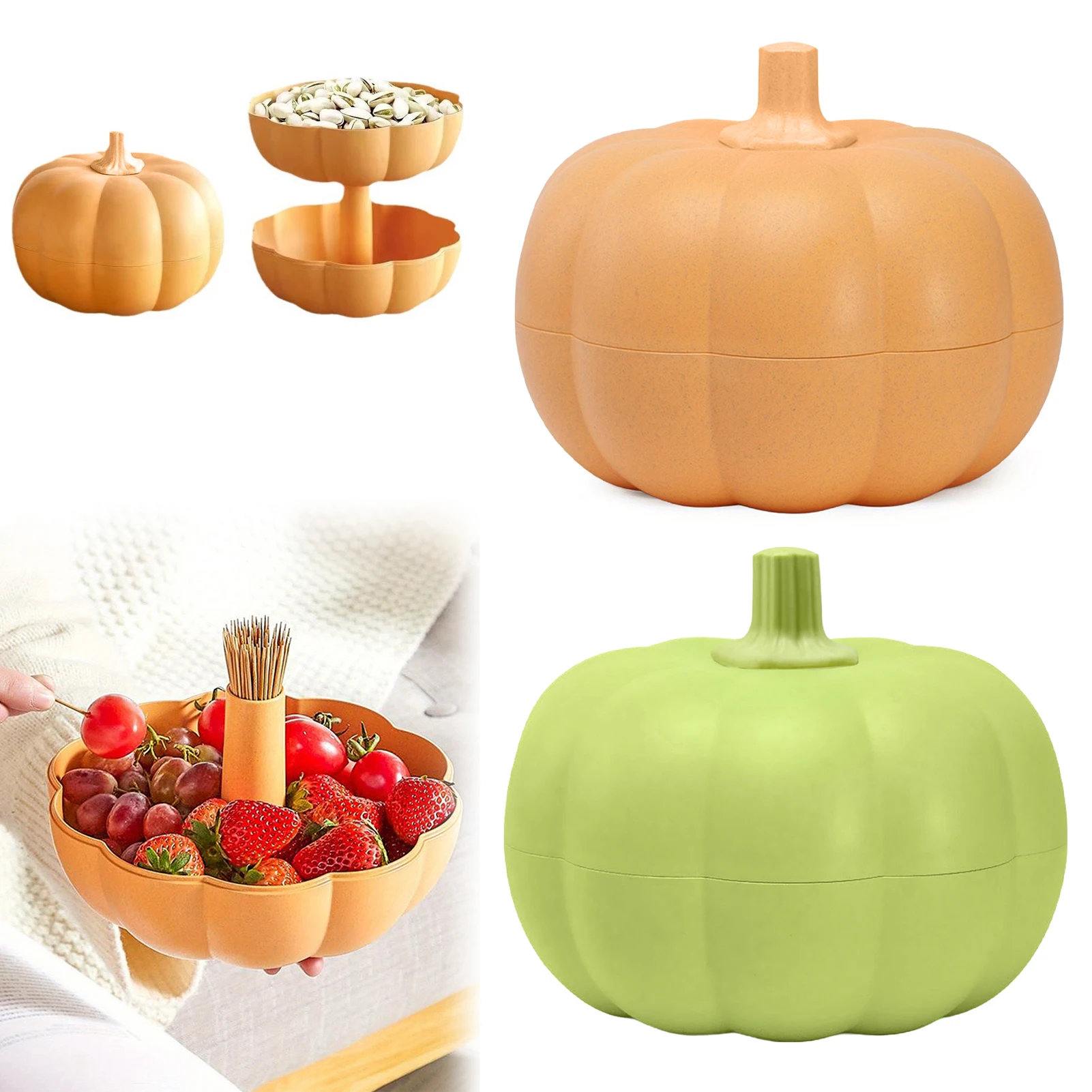 

Pumpkins Candys Tray With Lid Food Grade Serving Platter For Nutsweets Snacks Organizer Box Food Container Halloween Decoration
