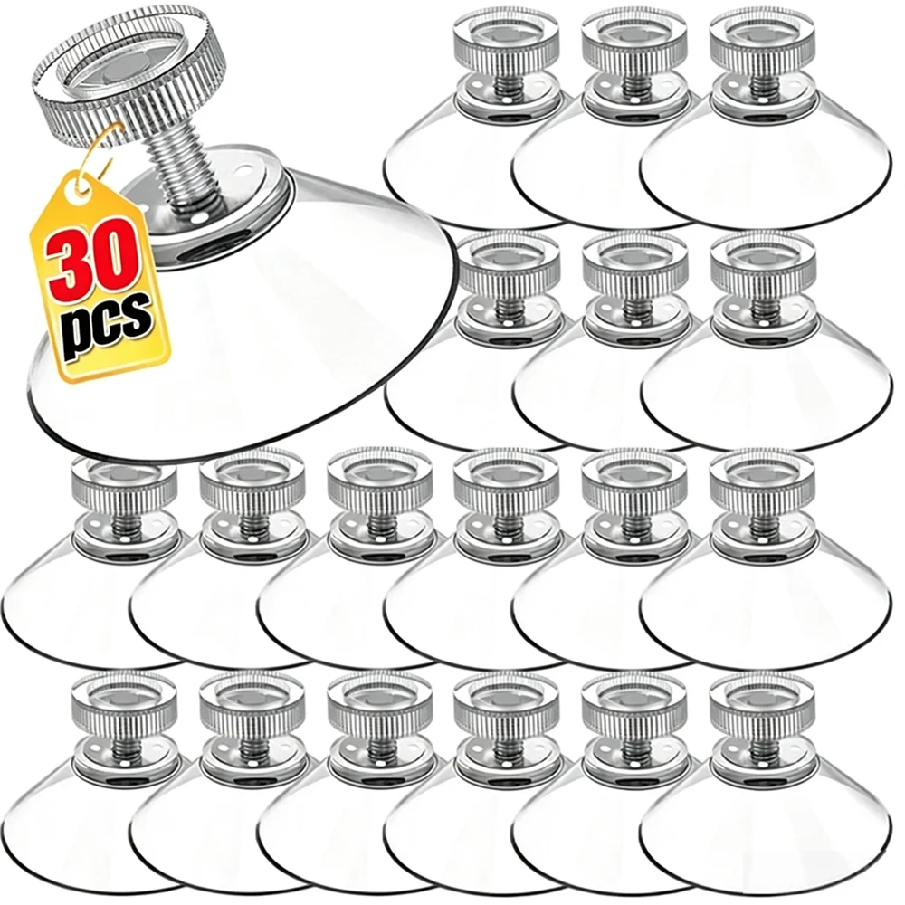 Plastic Suction Cups Hook for Glass 41mm Strong Adhesive Suction Holder With Screw Nut Clear PVC Sucker Pads Home Organizer Hook