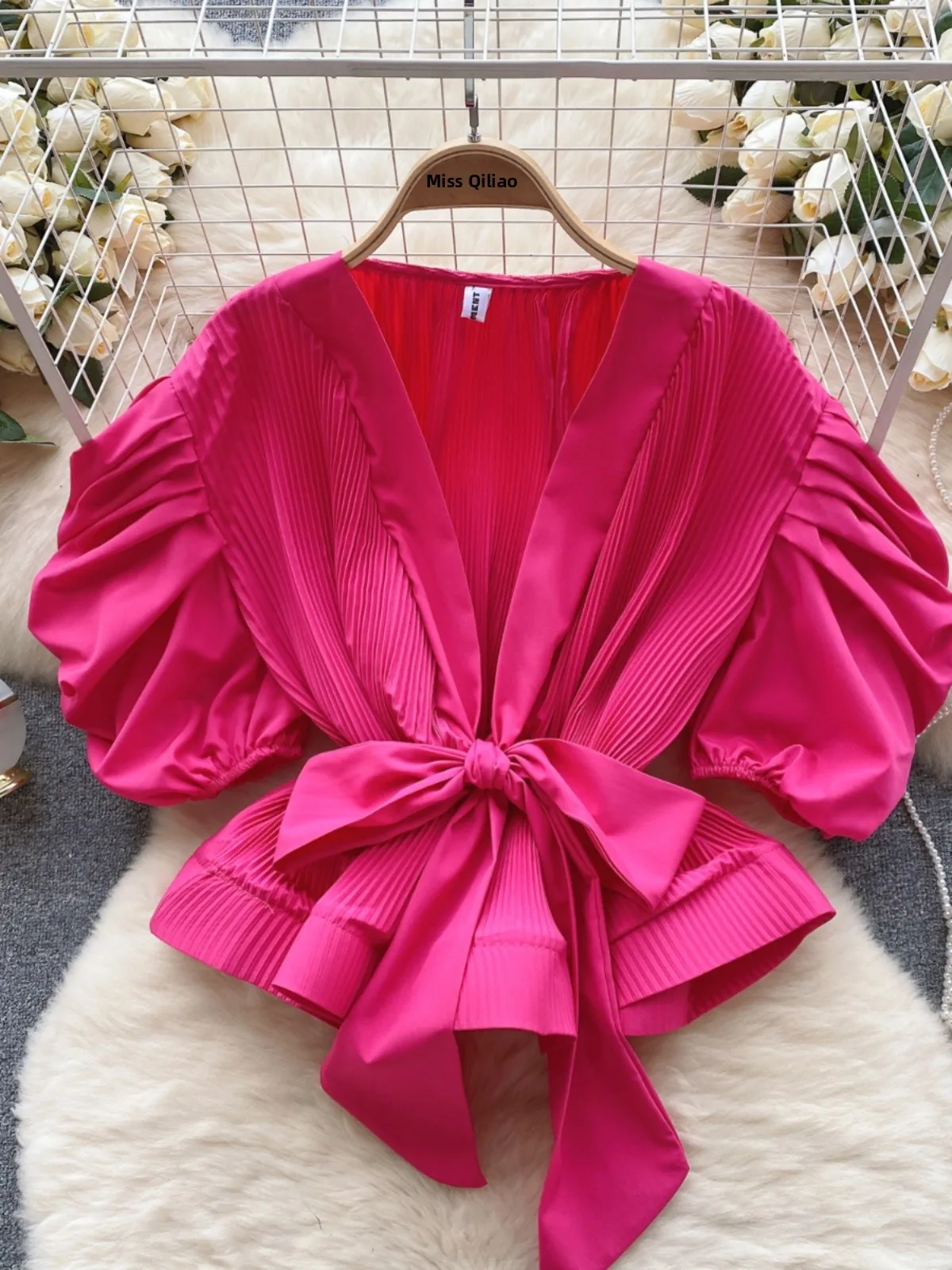 Hong Kong Sle Bubble da donna Sve irt Cintura in vita di lusso Primavera Autunno Top Faion Pendolarismo Loose Fit ort Sve