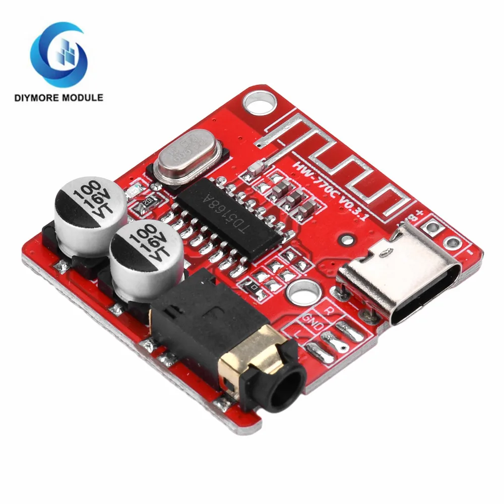 Bluetooth Audio Receiver Board Bluetooth 5.1 MP3 Lossless Decoder Micro USB 3.5mm Audio Output Amplifier Module Type-C 3W