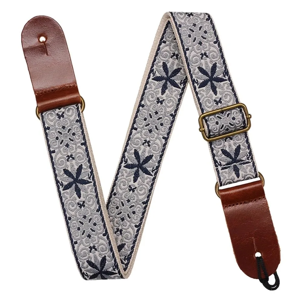 Stylish Bohemian Style Ukulele Strap Handmade Look 77-134cm Guitar Strap Adjustable Belt Design Knitting Cotton Belt Performance