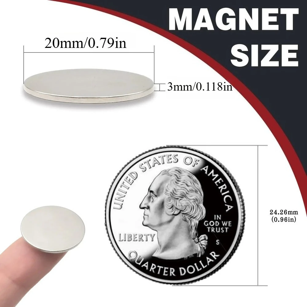 20x1/20x2/20x3mm-10pcs/20pcs Circular Magnets, Widely Used in Refrigerators, Handicrafts, Warehouse Tool Storage, Photo Walls