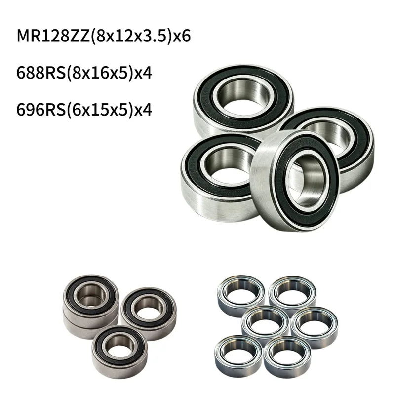 14pcs Sealed Miniature Bearing Set for 1/10 RC Touring Car Front & Rear Differential Upgrade Ball Bearings