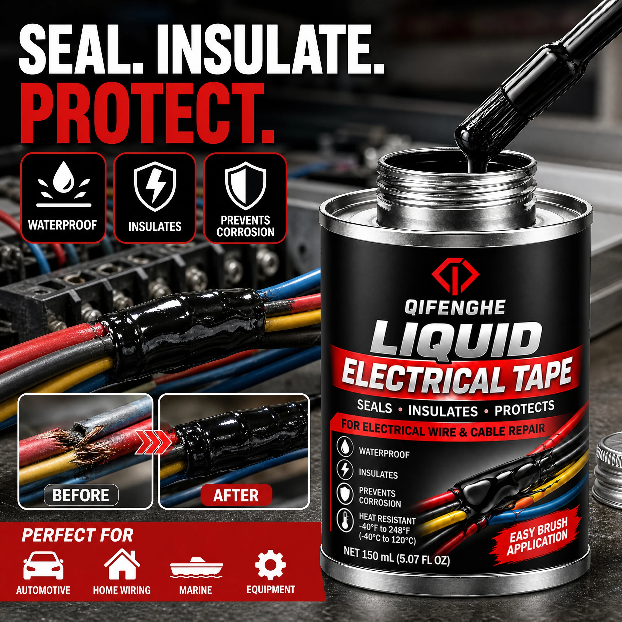 New Liquid Electrical Tape Waterproof Insulating Repair Repair Rubber Electrical Wire Cable Glue Insulation Paste Sealant.