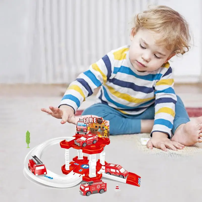 Juego de pista de juguete para niños, juego de pista de carreras, juguetes de Motor fino, juegos de aprendizaje, estacionamiento urbano, juguetes de coche para niños