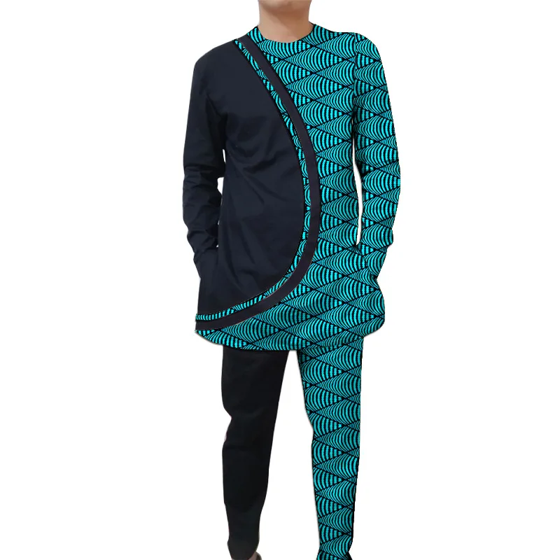 Traje de estilo Nigeriano para hombre, conjunto de 2 piezas de camisa y pantalón con estampado africano, traje de novio, diseño Original de sastre