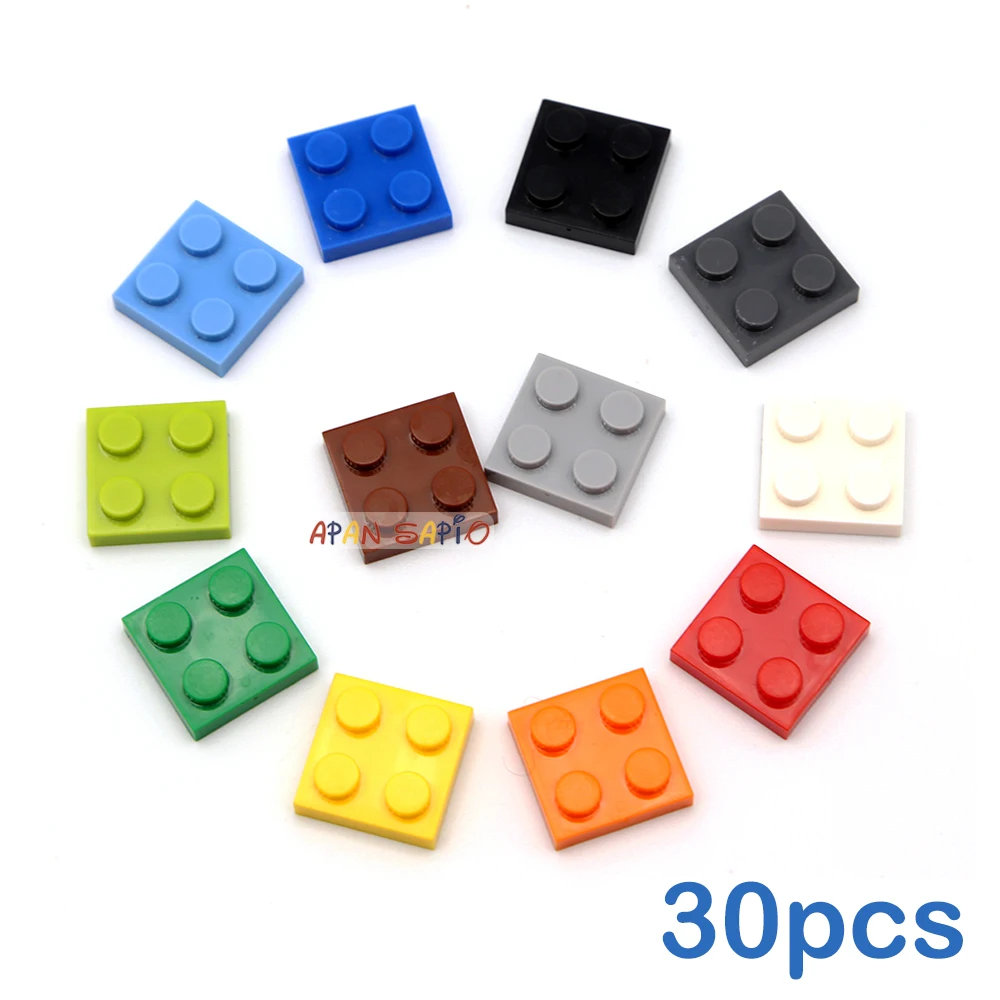 30pcs/lot DIY Blocks Building Bricks Thin 2X2 Educational Assemblage Construction Toys for Children Size Compatible With 3022