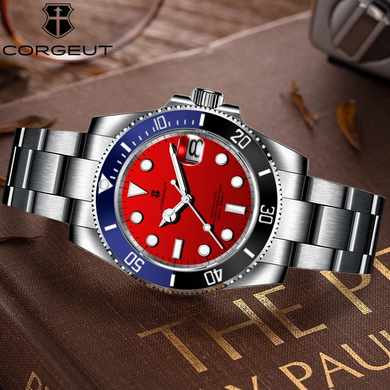 CORGEUT NH35A 40mm Business Luxury Men\'s Watch Sapphire Glass Automatic Mechanical Ceramic Bezel Watch for Man Diving Waterproof