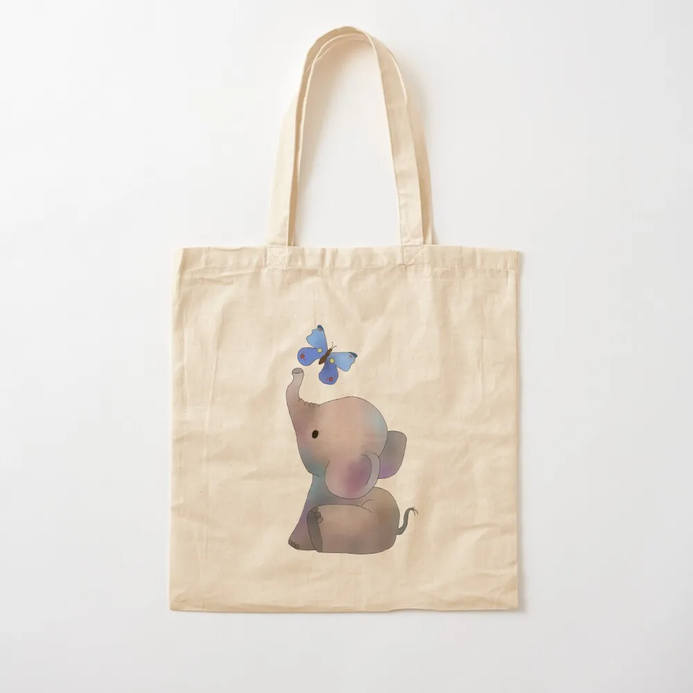 

Elephant with a butterfly Tote Bag shopping bag shopper bag woman tote bags aesthetic Canvas Tote