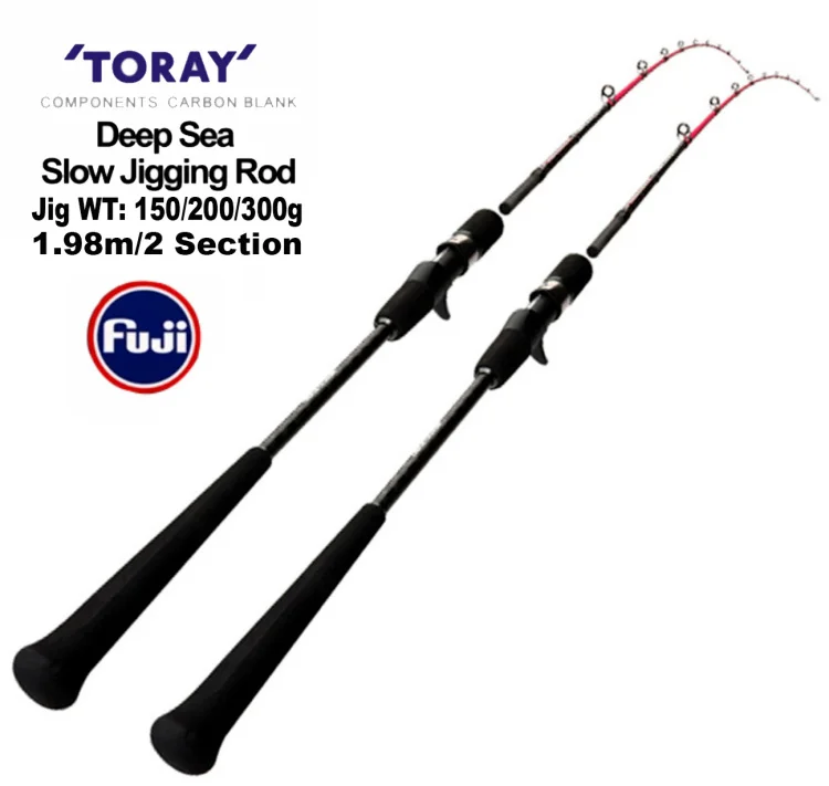 Fuji Guide Casting 1.98m 30-300g Jig Bait 2 Section Slow Pitch Jig Rod Japan TORAY Carbon Blank Boat Fishing Slow Jigging Rod