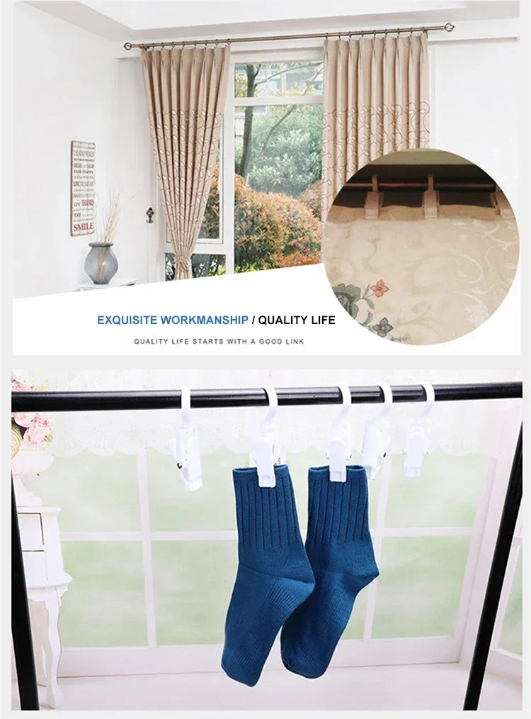 Curtain Clothes Pegs Laundry Drying Hanger with Hook Towel Clip Multifunctional Clothes Hat Clip Home Rotating Hook