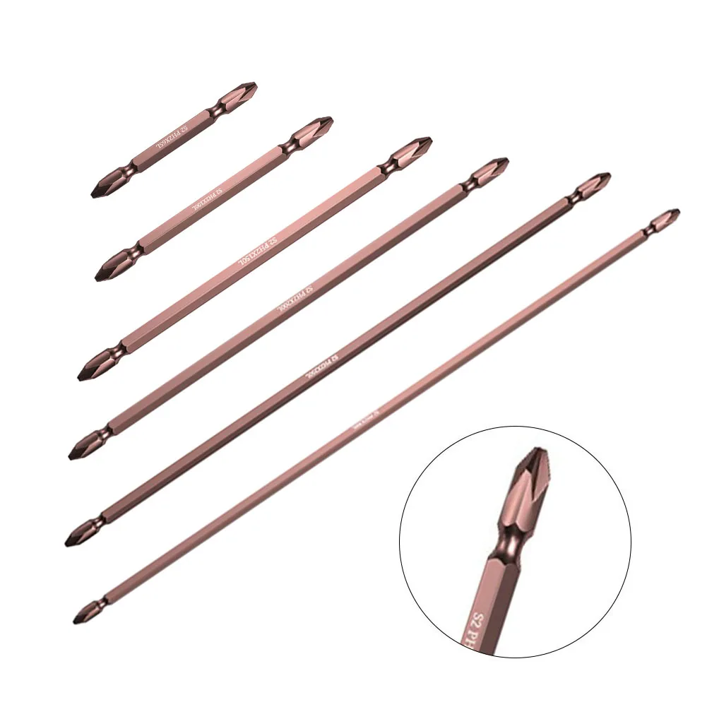 1pcs Double Head Screwdriver Bits Ph2 Magnetic Electric Screwdriver Bit 65mm/100mm/150mm/200mm/250mm/300mm