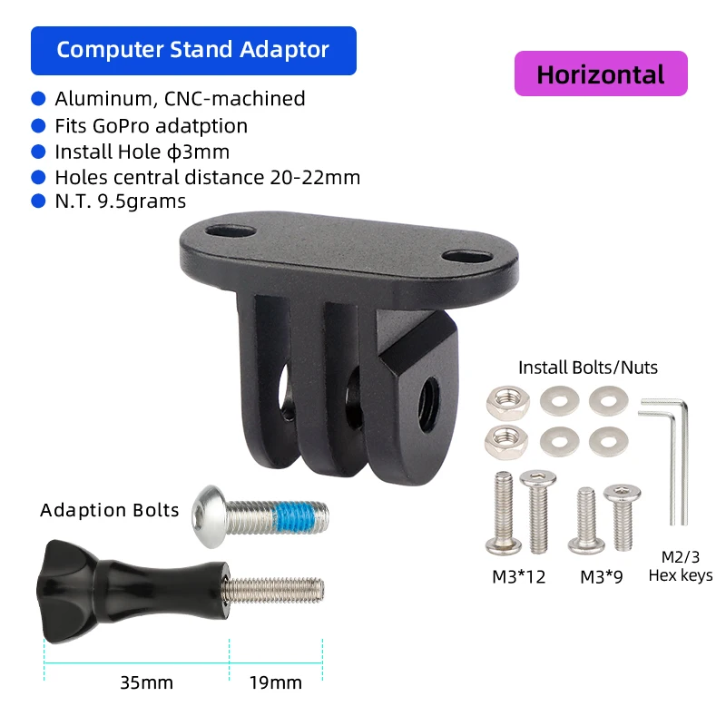 Aluminium-Fahrradcomputer-Montageadapter für Garmin Edge Bryton, kompatibel mit Gopro Sport Action Kamera MTB Rennradteilen