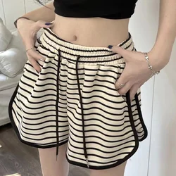 Casual and full cottonChoiceWomen Shorts Summer High Elastic Lace Up Drawstring Wide Leg Sweat Fitness Running