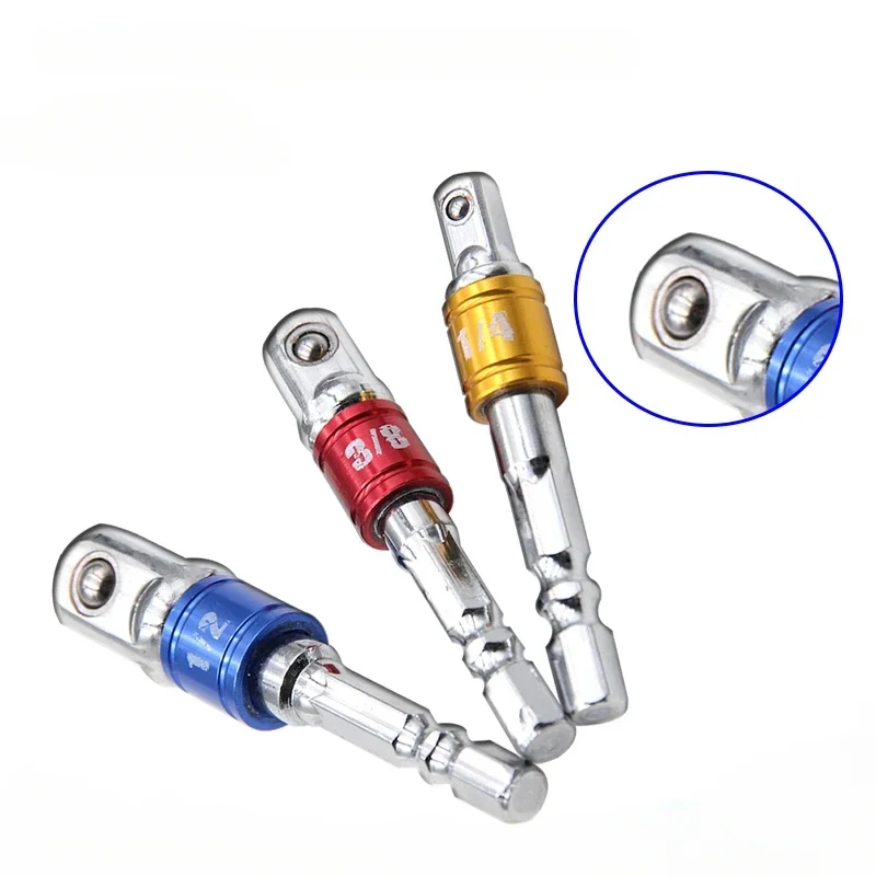 YS Hexagonal Handle Screwdriver Conversion Rod 1/2 Square Head 3/8 Socket 1/4 Electric Driver Tool Set Sleeve Adapter Cover