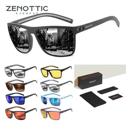 Zenottic-男性と女性のためのレトロな正方形の偏光サングラス、ファッションシェード、超軽量、tr90フレーム、uv400保護、クラシックサングラス