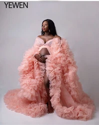 Robe de Grossesse pour Séance Photo, Tenue Élégante, en Organza, à Volants, pour Femme Enceinte