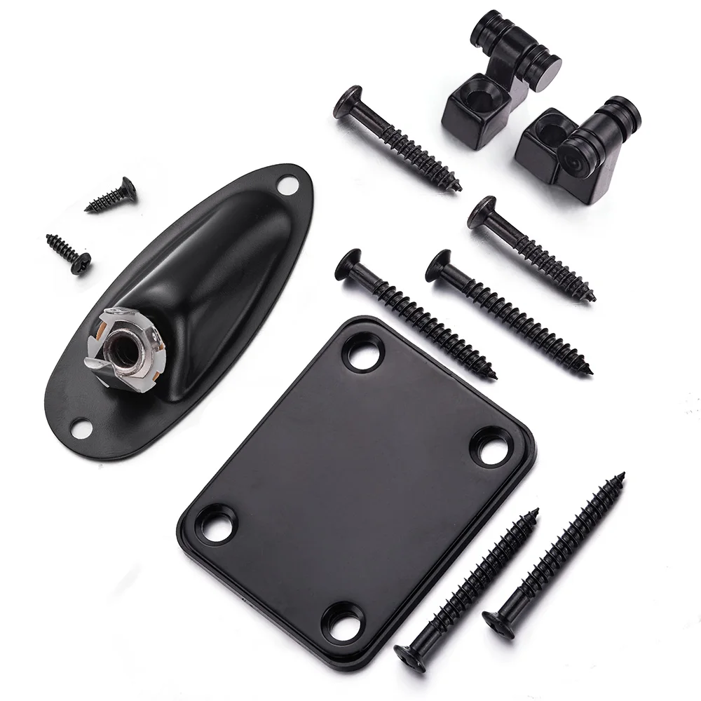 

Guitar String Tree Retainer Set Electric Guitar Hardware Metal Roller String Tree + Neck Plate + Loaded Jack Socket Plate with