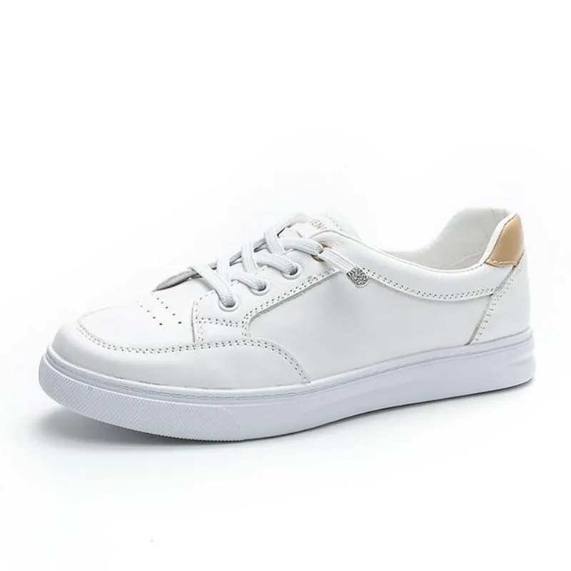 

Дышащие повседневные универсальные женские маленькие белые туфли 2,5 см, большие размеры 43, кроссовки из коровьей кожи, Новое поступление, осенние туфли на плоской подошве