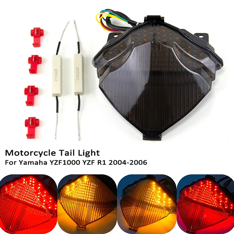 Motocicleta LED Retrofit Taillight, Sinal de giro traseiro, Tail Stop Light Lamps, Integrado para Yamaha YZF1000 YZF R1 2004-2006