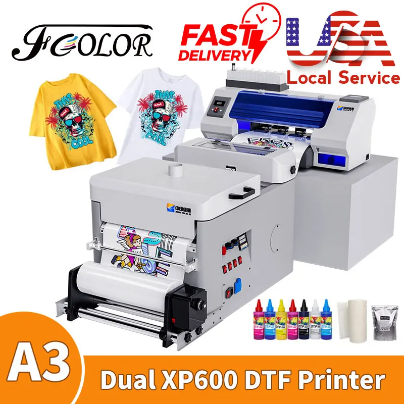 

FCOLOR A3 Dtf Printer For Epson XP600 Impresora Dtf Transfer Printer A3 Dtf T-shirt Printing Machine with Dtf Powder Shaker Oven