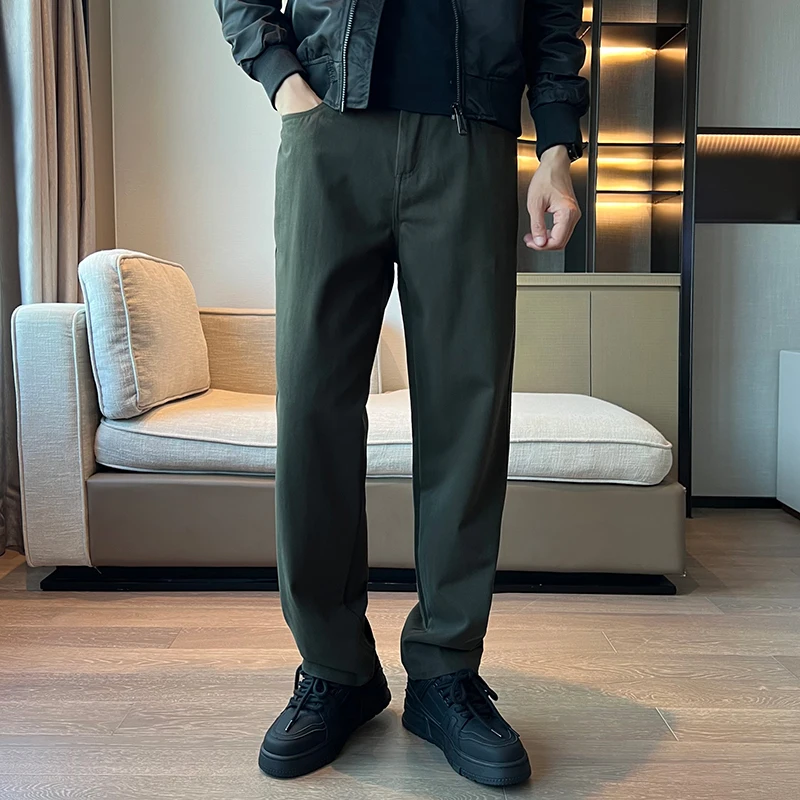 

Small Size S Distred Brued Straight Leg Pants Versatile High Street Slimming Casual Long Pants Autumn Winter Faion