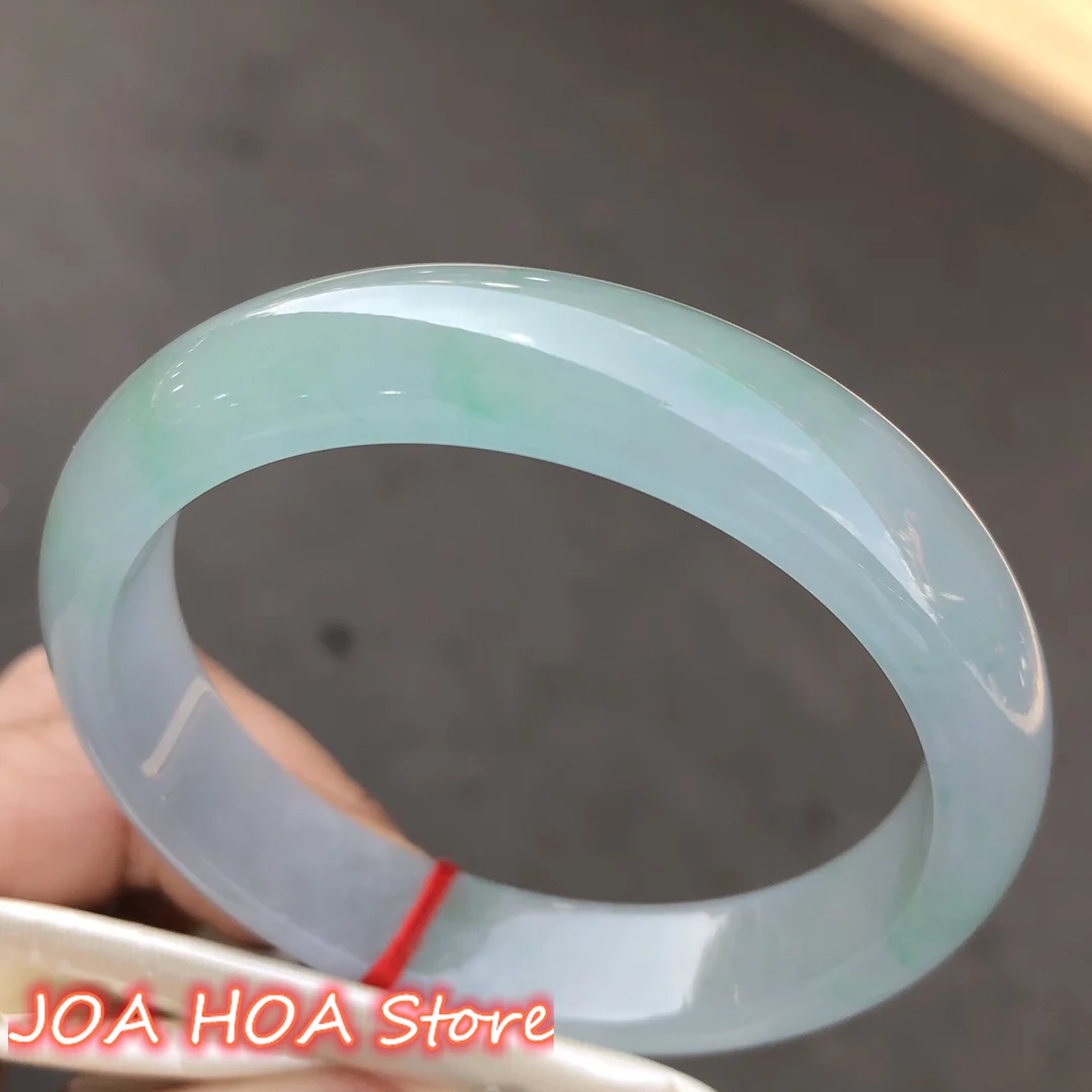 

New Beautiful Stylish Ice Greasy Seed Floating Green Flower Jadeite Bracelet Elegant Jade Bangles Fashion Handring Fine Jewelry