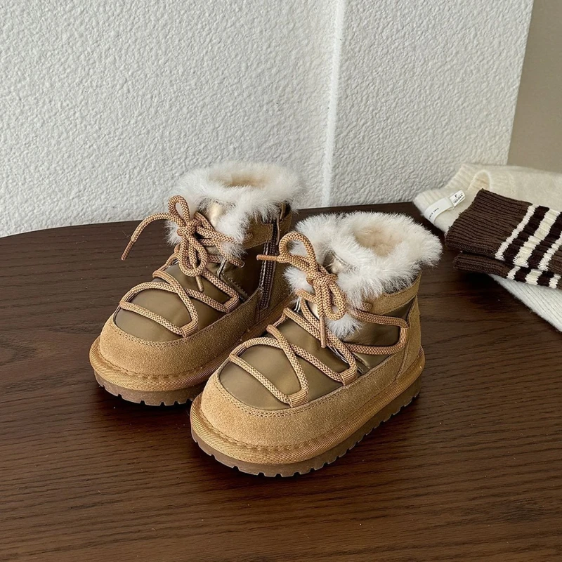 2025 الأطفال أحذية قصيرة غير رسمية للفتيات الفتيان شتاء موضة جديدة الكورية نمط لينة وحيد المضادة للانزلاق تنوعا الأميرة الأحذية