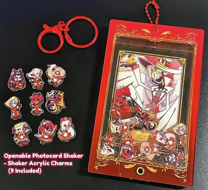 

Hazbin hotel Cafe Openable Photocard Shaker Charm Keychain Original Acrylic Handmade Cute Cartoon Anime Keychain Pendant ToyGift