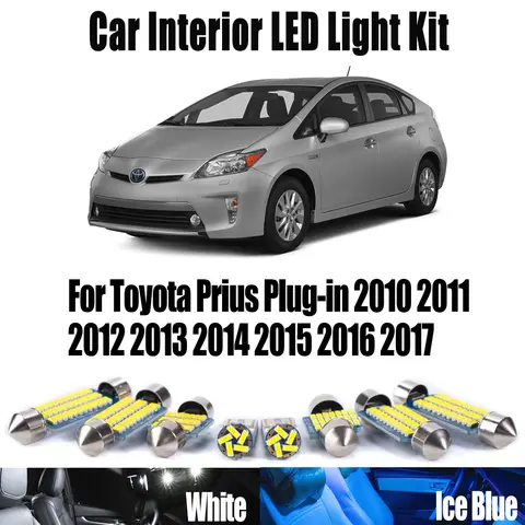 12 pièces Canbus pour Toyota Prius Plug-in 2010 - 2012 2013 2014 2015 2016 2017 voiture LED lumière intérieure lecture ampoule Kit accessoires