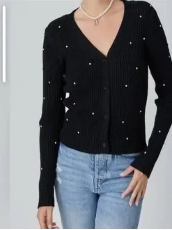 

Spring New Arrival Women's ort Svel V-Ne Knitted Cardigan Ele Slim Fit Long Sve Open Front Faion A9686