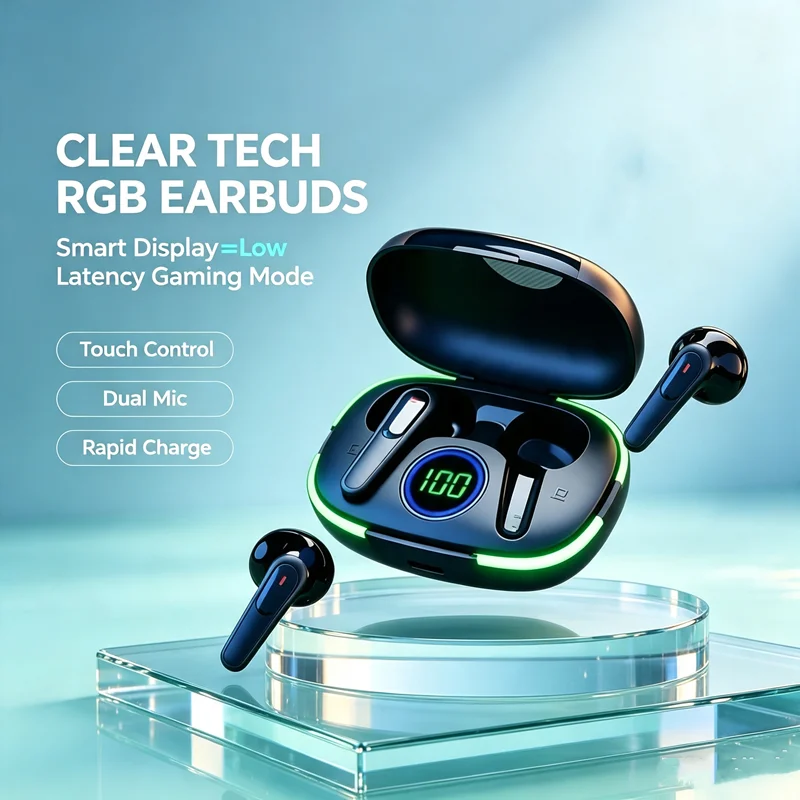 TWS Wireless Earphones Bluetooth Fone Headphones Sports Headset Touch Control Earbuds with Microphone for Smartphones