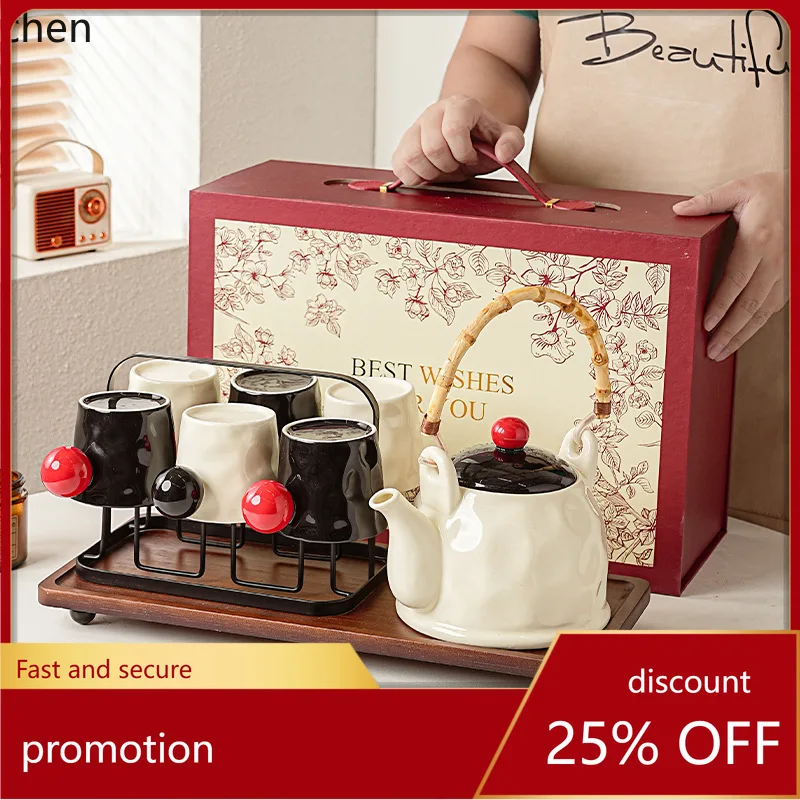 

Cz housewarming ceramic mug set - living room home decor gift set - teapot set gift box