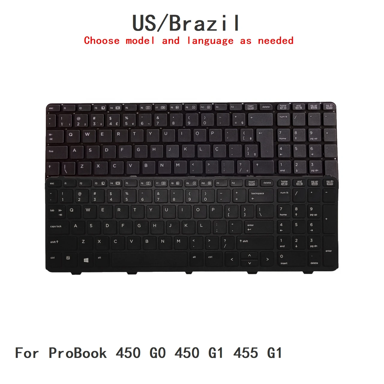 

New US Brazil Language Keyboard For HP ProBook 450 G0 450 G1 455 G1 Replacement Keyboard 727682-001 768787-001 MP-12M7