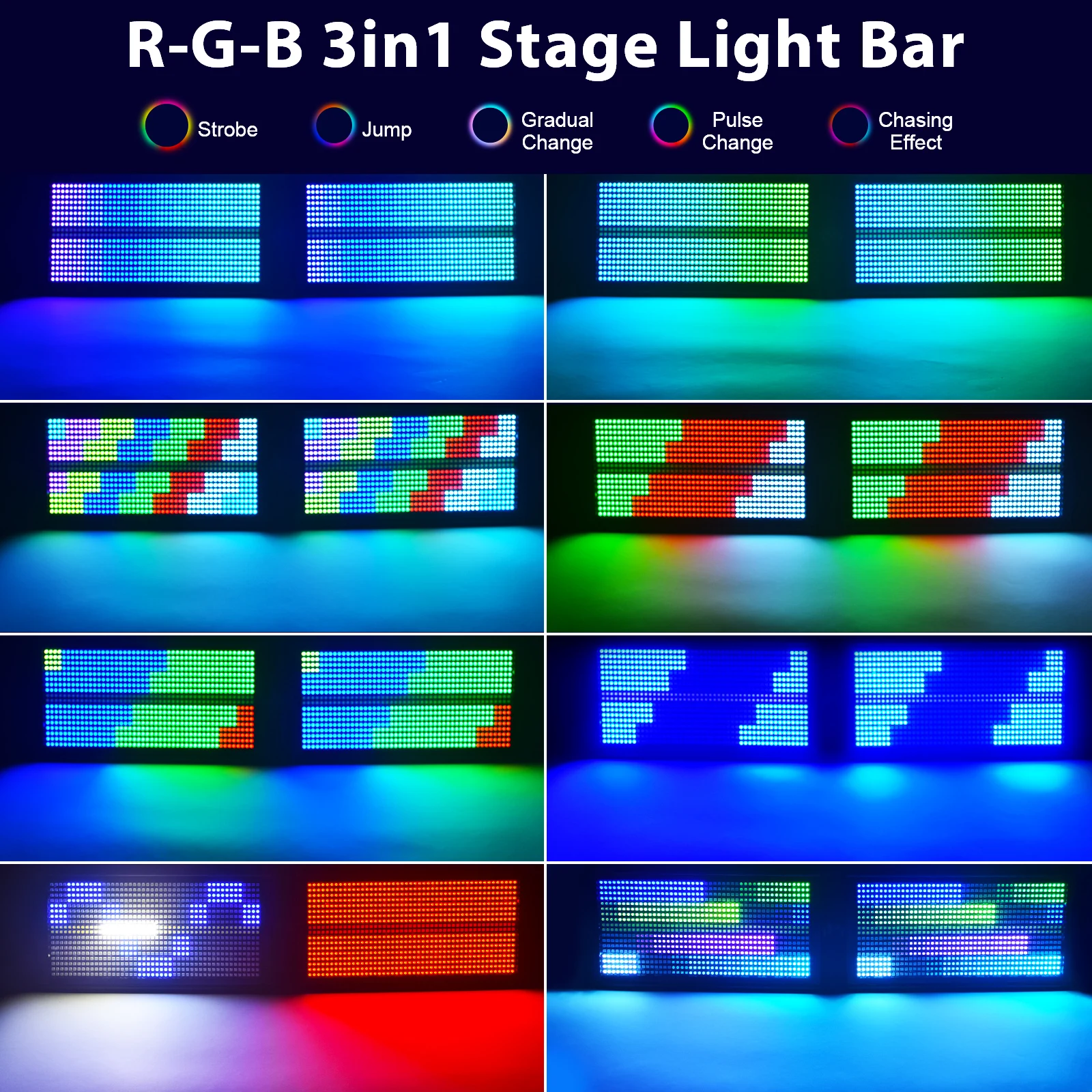 Imagem -02 - Rgb Led Luzes Estroboscópicas Mistura de Cores Efeito Arco-íris Exterior Parede Lavagem Luz Palco Efeito Luz Projetor Iluminação Construção Peças