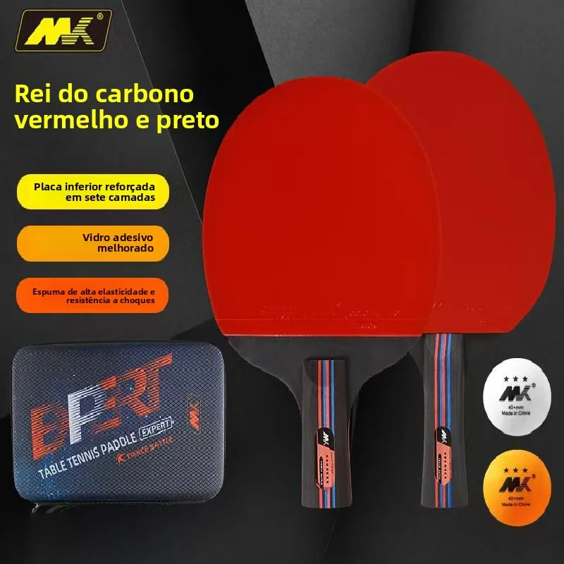 professional-mk-seven-star-offensive-carbon-table-tennis-racket-training-horizontal-vertical-grip-double-sided-anti-gum