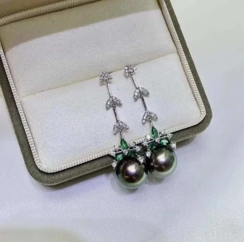 

Потрясающие висячие серьги с таитянским круглым черным зеленым жемчугом 10-11 мм 9-10 мм 925s