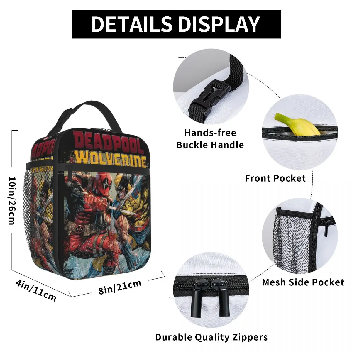 Deadpool & Wolverine Product Insulated Lunch Bag For Travel Food Storage Bag Portable Cooler Thermal Lunch Boxes