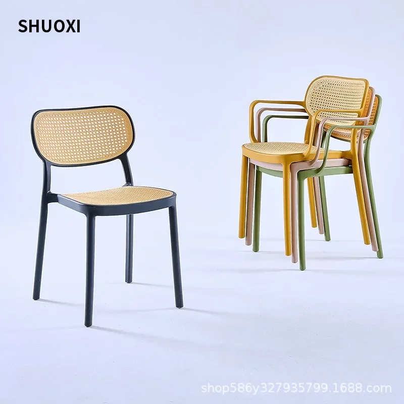 Nordic Dining Chair Household Plastic Thickened Modern Simple Restaurant Backrest Chair Stackable Outdoor Rattan Stool Furniture