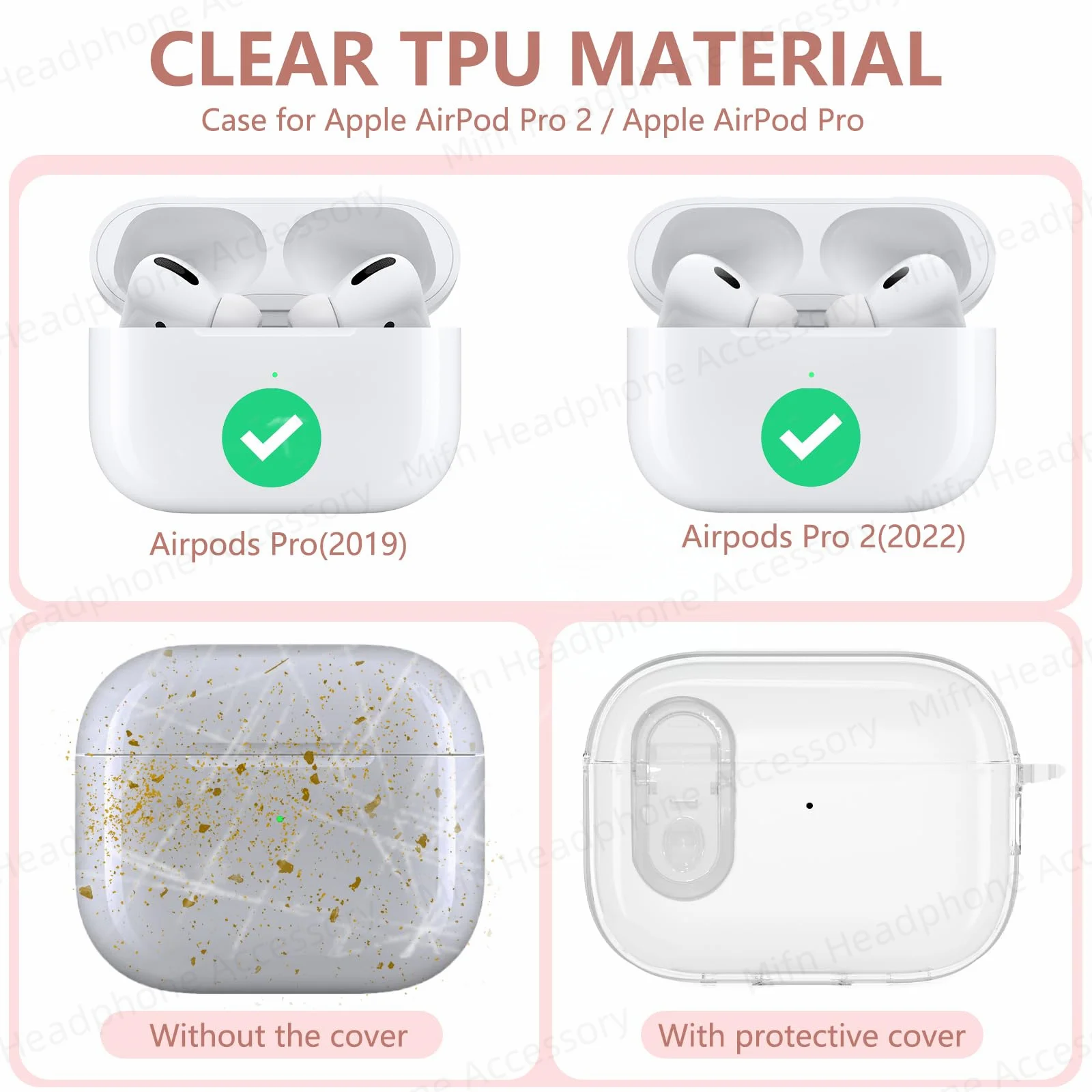 Transparent headphone case For AirPods Pro 2 USB C Funda Capa for AirPod Pro 1st Gen 2 3 Charging Case USB-C 2023 2022 2019 Case