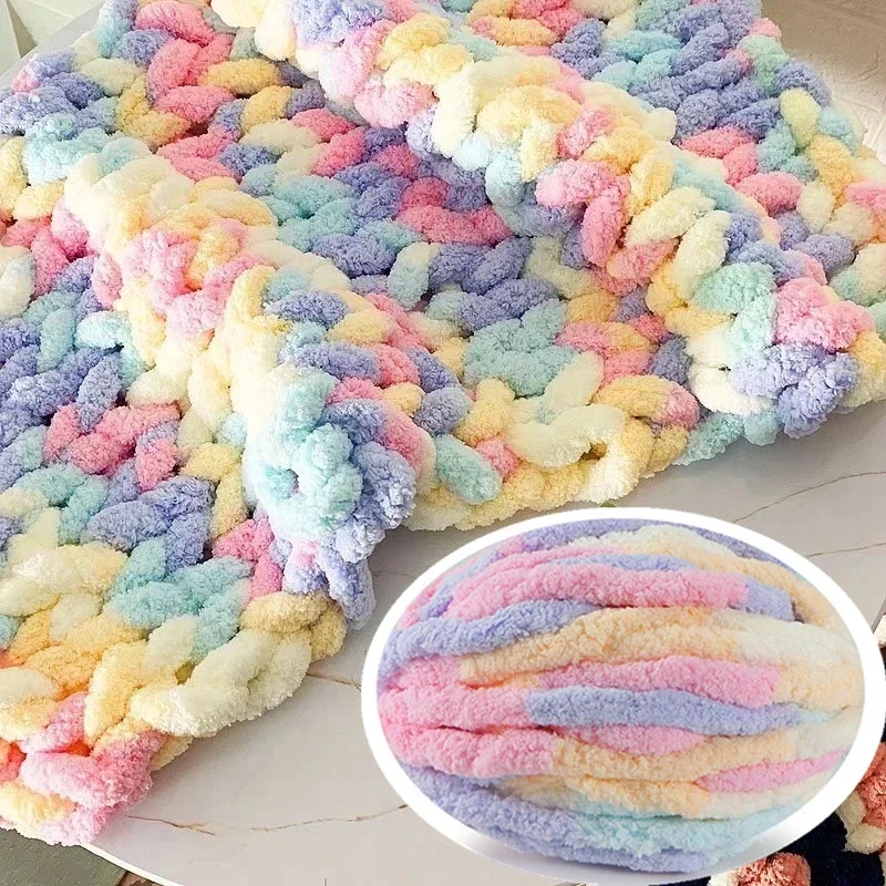 250g/ball Soft Thick Line Chunky Chenille Wool Yarn Velvet Yarn Hand Knitting Crochet for DIY Blanket Cushion Giant