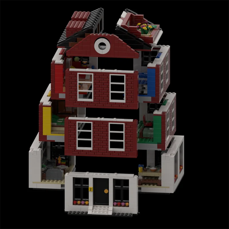 Modello di Città con Vista sulla Strada, Blocchi da Costruzione Modulari, Casa a 4 Piani, Mattoncini Tecnologici, Gioco di Costruzione Fai-da-Te, Regalo per le Festività