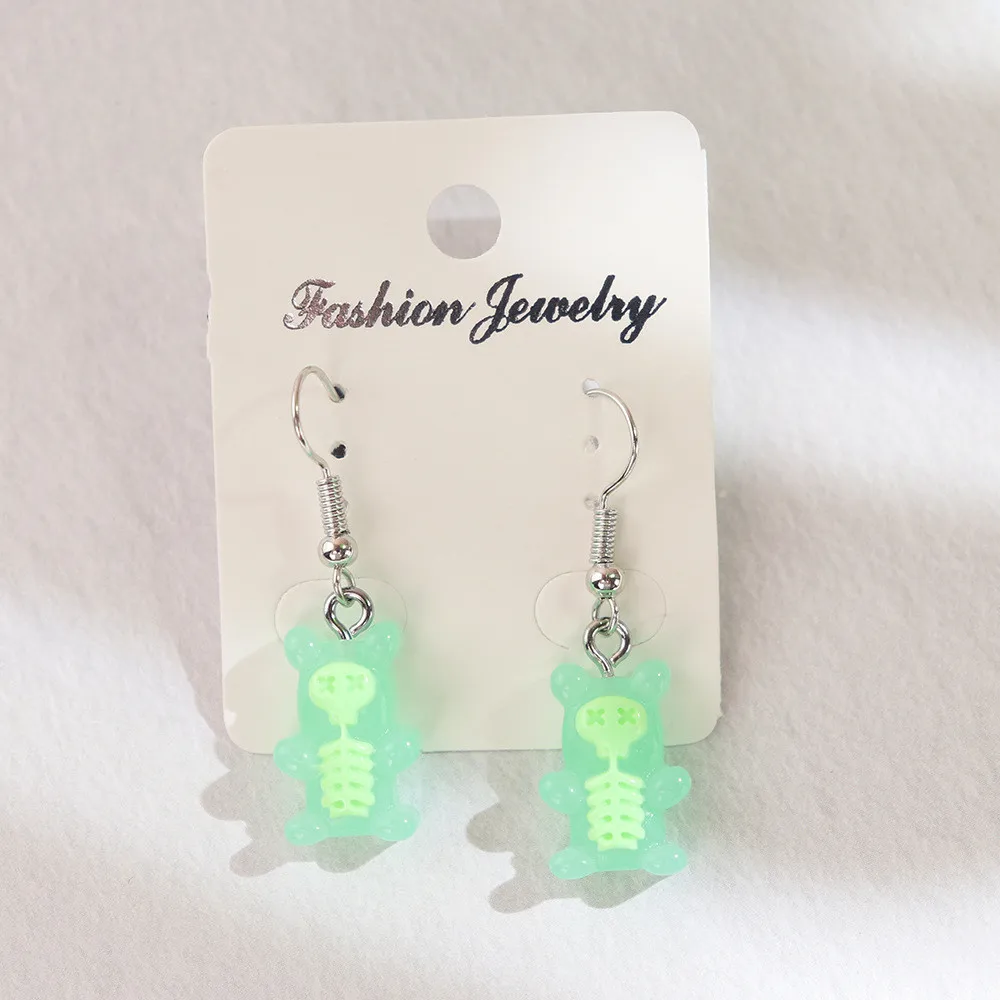Yungqi Fashion Funny Cartoon Skull Bear Dangle Earrings Colorful Candy Jelly Resin Earrings For Womens Girl Wholesale Jewelry