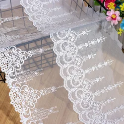 Polyester Embroidered Lace Fabric, Ribbon Lace Trim, DIY Garment, Curtains Accessories, White, 2Yards