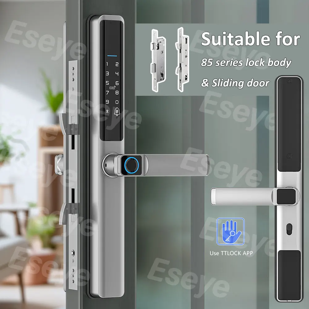 July003 Eseye Biometric Fingerprint Latest Ip66 Dustproof Waterproof Serrure Intelligent Smart Aluminum Door Lock With Ttlock Ap