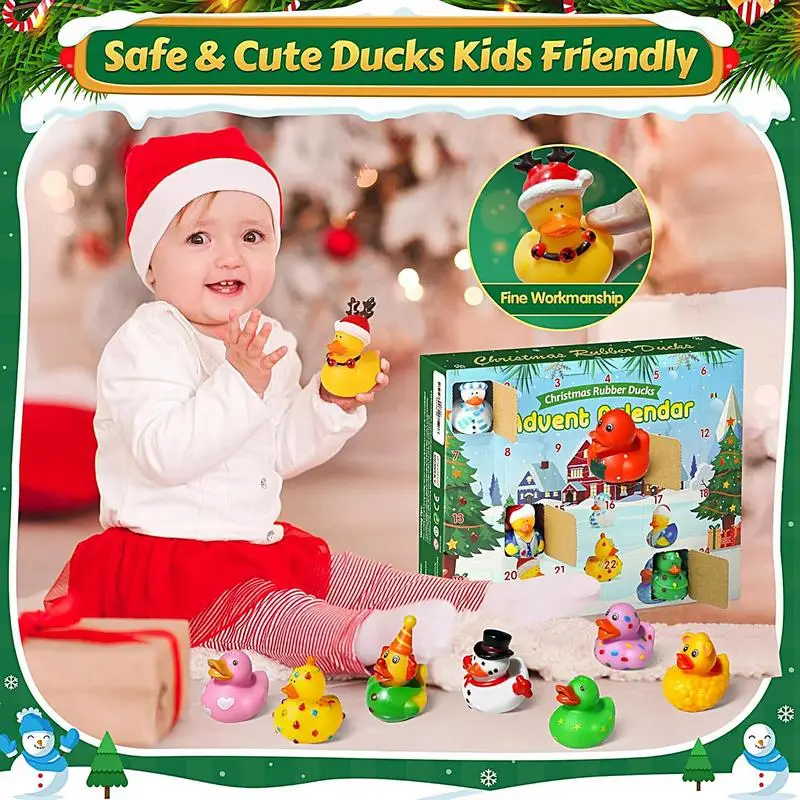 24pcs Rubber Ducks Christmas Advent Calendar Colorful Ducks Bath Toys For Kids 2024 Advent Countdown Calendar For New Year